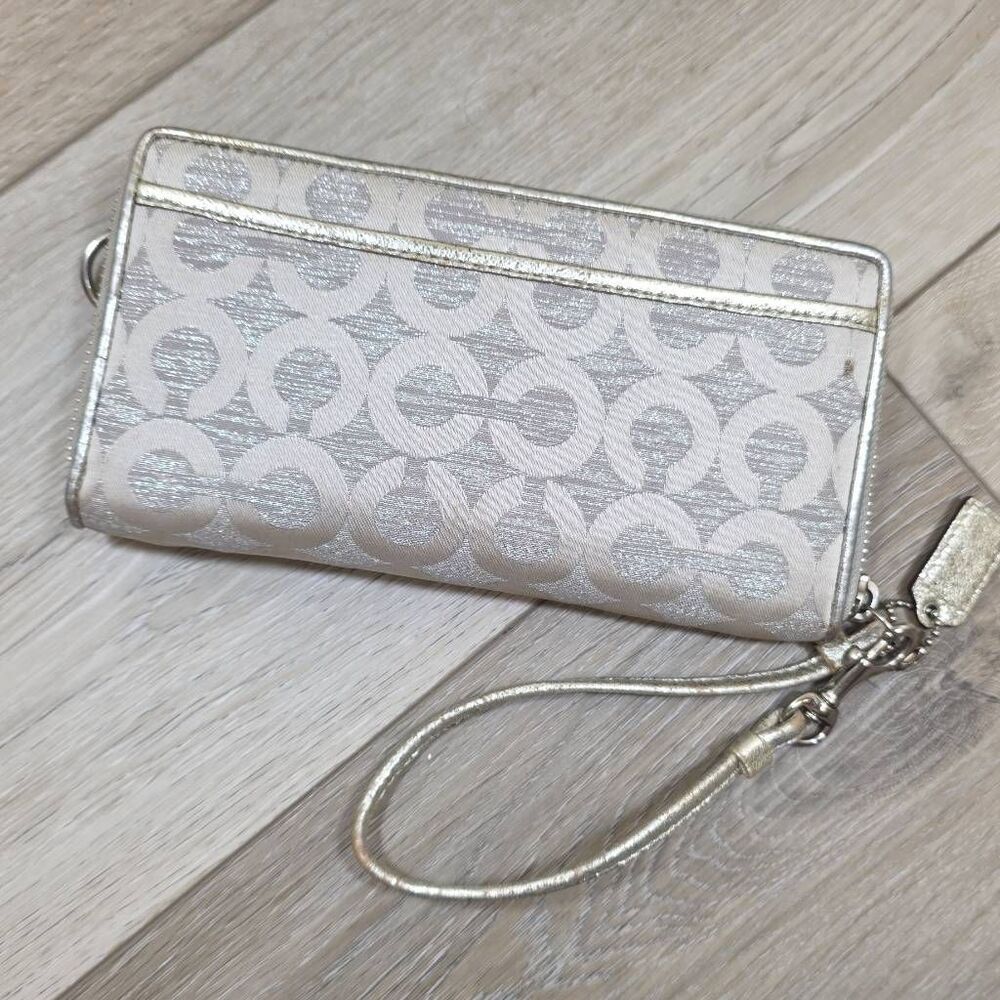 Coach Poppy Glam Tote Bag G0973-14439 – Shimmer Silver Op Art Metallic Signature - Picture 15 of 16